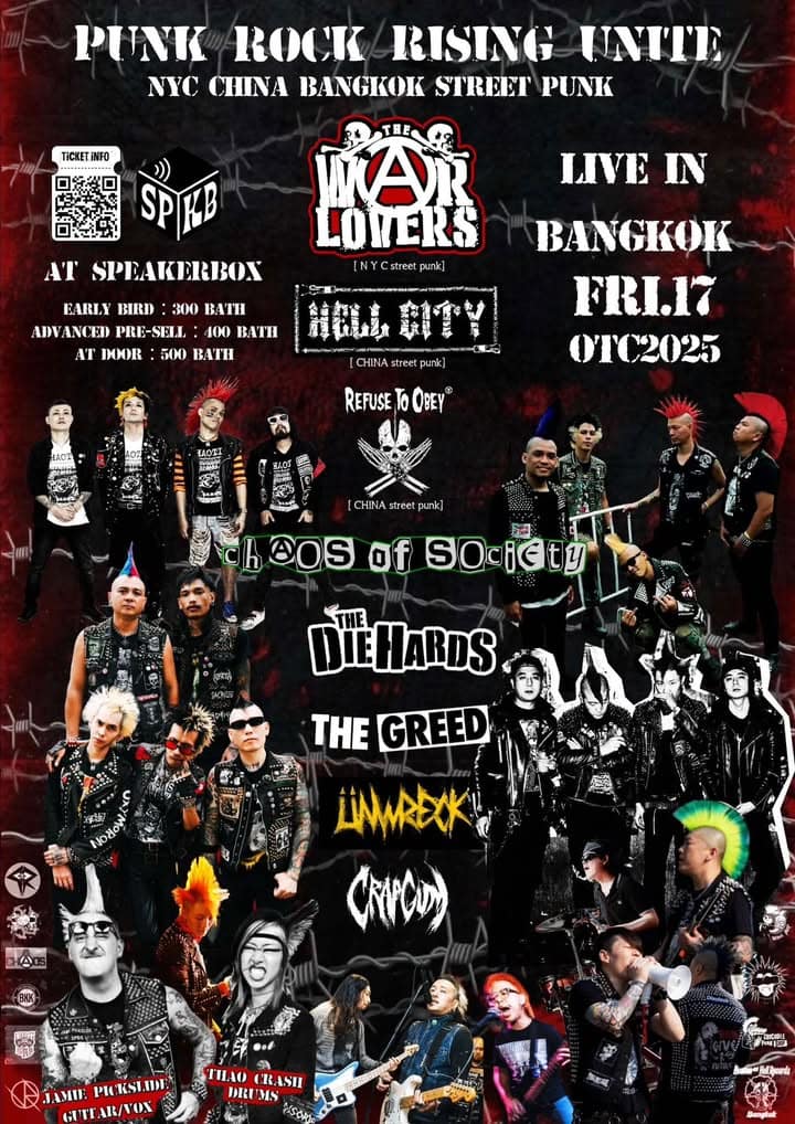 “WAR LOVERS FROM NYC STREET PUNK !! ASIA TOUR 2025 LIVE IN BANGKOK” on Fri 17 Oct 2025 !! at Speaker Box