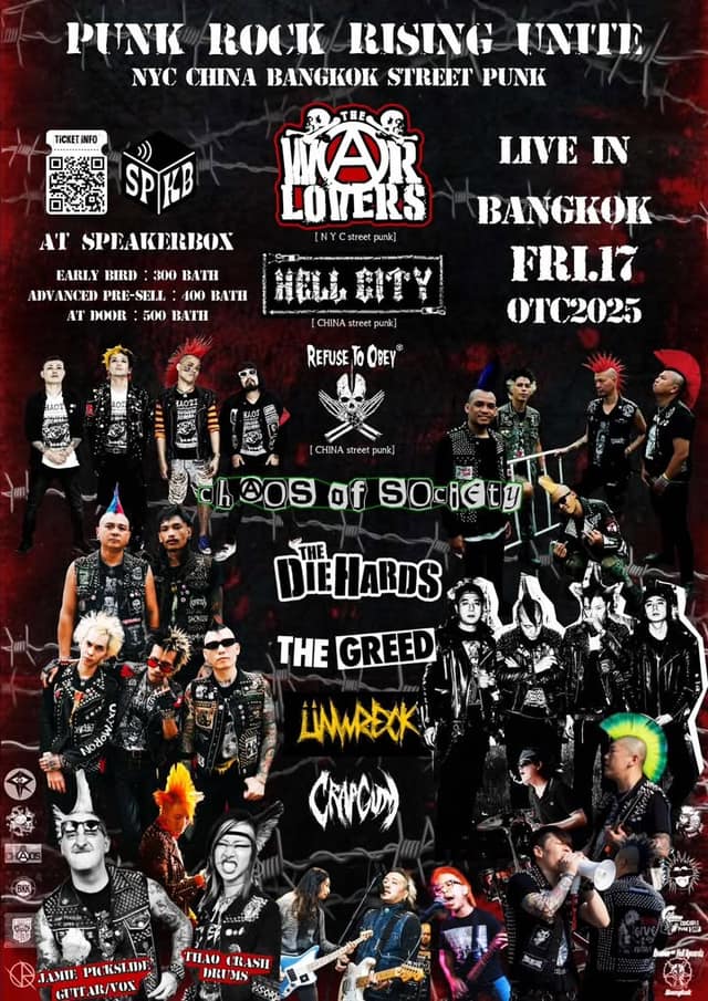 “WAR LOVERS FROM NYC STREET PUNK !! ASIA TOUR 2025 LIVE IN BANGKOK” on Fri 17 Oct 2025 !! at Speaker Box